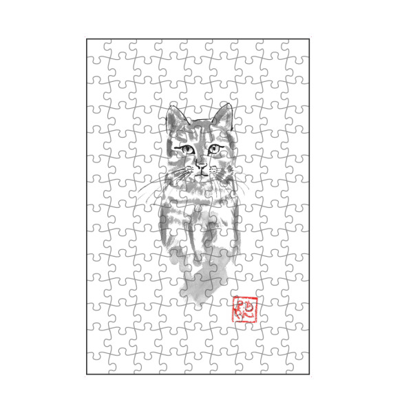 artboxONE Puzzle "Cat in the tree watch" artboxONE - Tiere,Schwarzweiß - Cat,Nope,Sumie,Japan - Bild cat