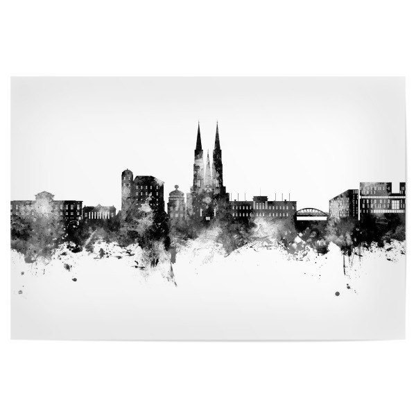 Poster 30x20 cm "Uppsala Schweden Skyline Schwarz" artboxONE - Städte,Schwarzweiß - Uppsala,Schweden,Skyline,Stadtbild,Stadtbild,Aquarell,Malerei