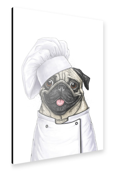 Alu-Dibond "Mops-Chef" 30x20 cm artboxONE