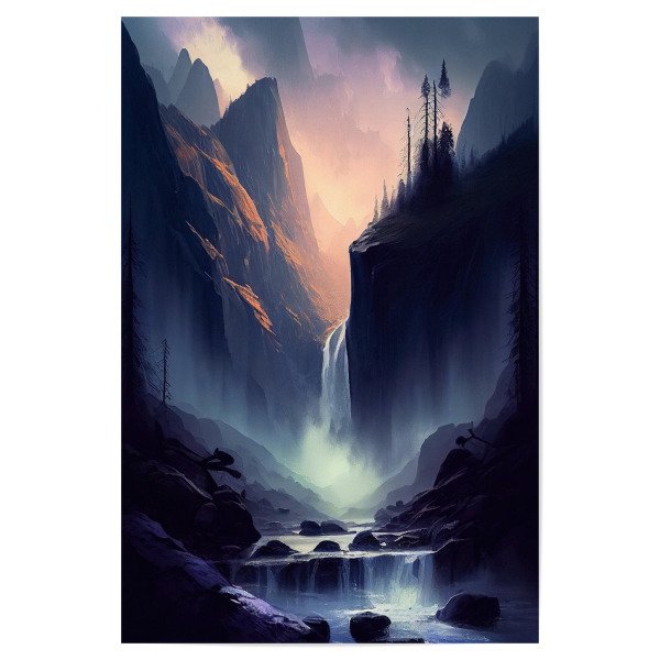 Poster 30x20 cm "Dunkle mystische Wasserfallmalerei" artboxONE - Natur