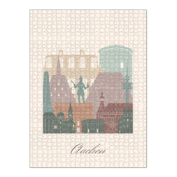 Puzzle Ravensburger "Aachener Skyline - Salbeigrün" artboxONE - Städte,Reise,Architektur