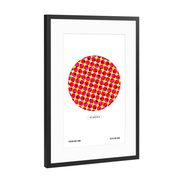 Poster mit Rahmen Schwarz (Metallic) "Color Halftone Circle" artboxONE - Typografie,Abstrakt,Geometrie