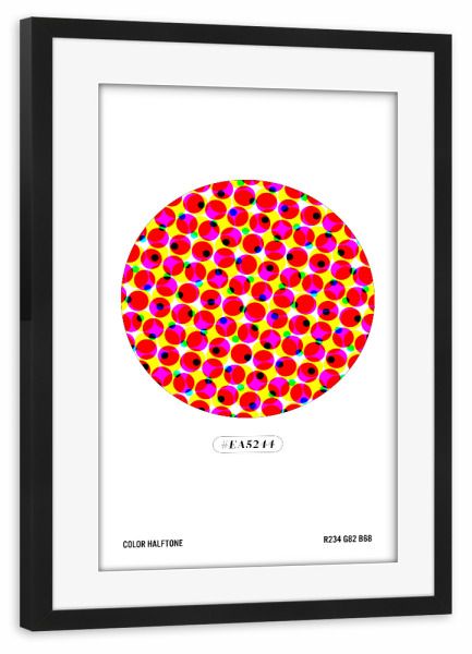 Poster mit Rahmen schwarz "Color Halftone Circle" artboxONE - Typografie,Abstrakt,Geometrie