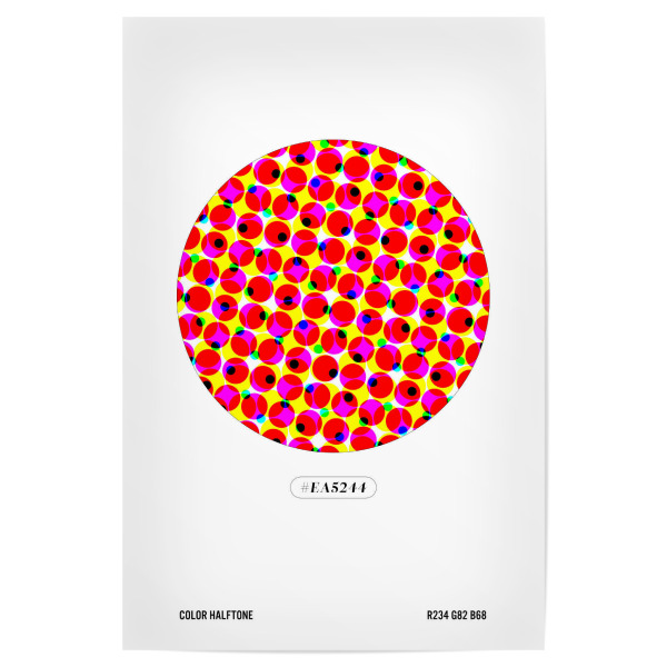 Poster "Color Halftone Circle" artboxONE - Typografie,Abstrakt,Geometrie - Art,Design,Grafik,Typografie,Retro,Formen,Pop art,Trend,Rot,Farbe