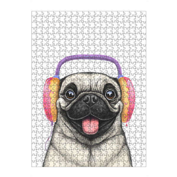 artboxONE Puzzle "Mops mit Kopfhörern" artboxONE - Tiere,Essen & Trinken,Musik