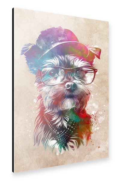 Alu-Dibond "Hipster-Hund A" 30x20 cm artboxONE