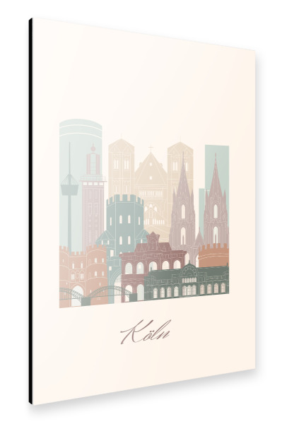 Alu-Dibond "Kölner Skyline im Salbeigrün" 30x20 cm artboxONE