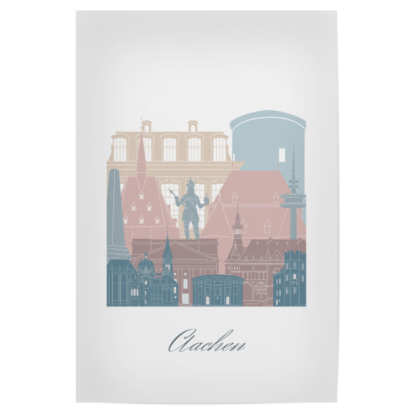 Poster "Aachen Skyline Erdtöne Stil" artboxONE - Städte,Reise,Architektur