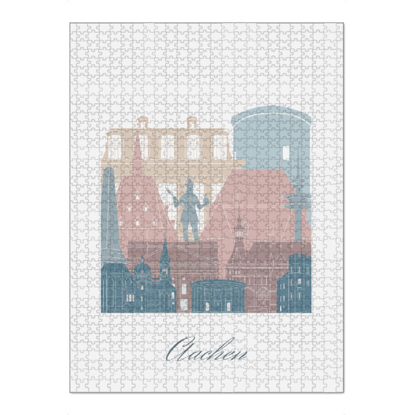 Puzzle Ravensburger "Aachen Skyline Erdtöne Stil" artboxONE - Städte,Reise,Architektur