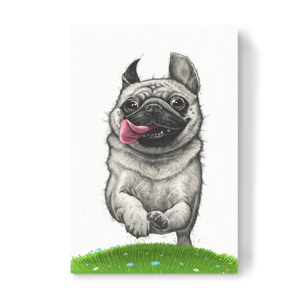 Leinwandbild "Mops auf der Flucht" artboxONE - Tiere,Lustig