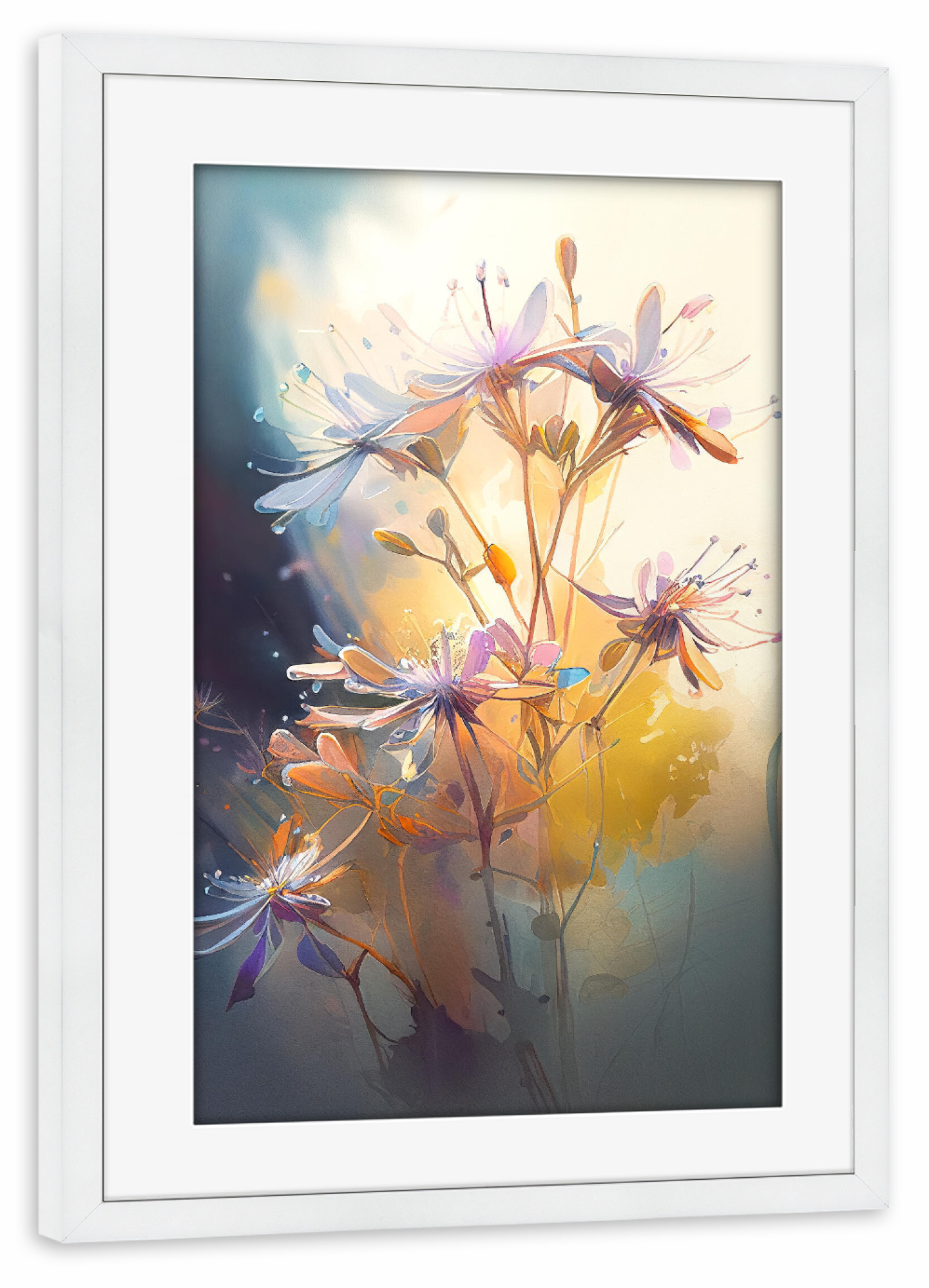Poster mit Rahmen weiß "Zartes Blumenaquarell" artboxONE - Floral