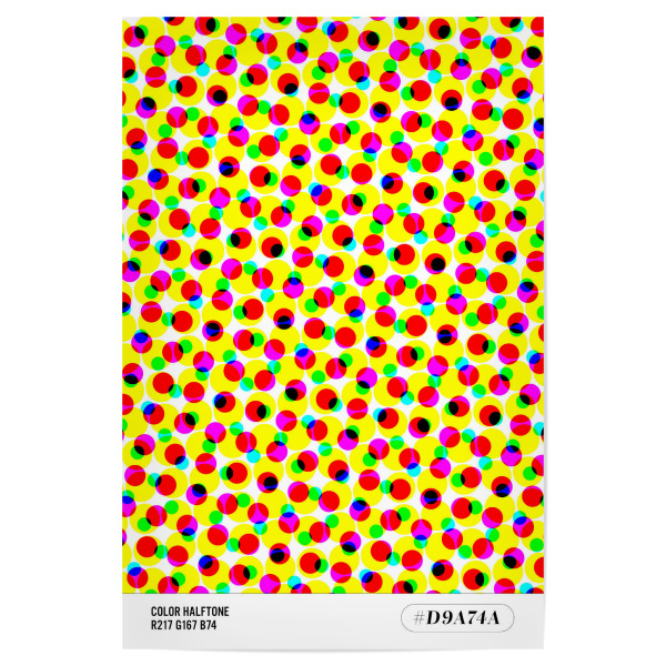 Poster "Color Halftone #d9a74a" artboxONE - Typografie,Abstrakt,Geometrie - Farbe,Grafik,Design,Raster,Typografie,Trend,Retro,Pop art,Kreis,Formen
