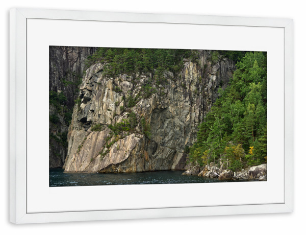 Poster mit Rahmen weiß "Felswand am Lysefjord" artboxONE - Natur,Reise,Reise / Länder