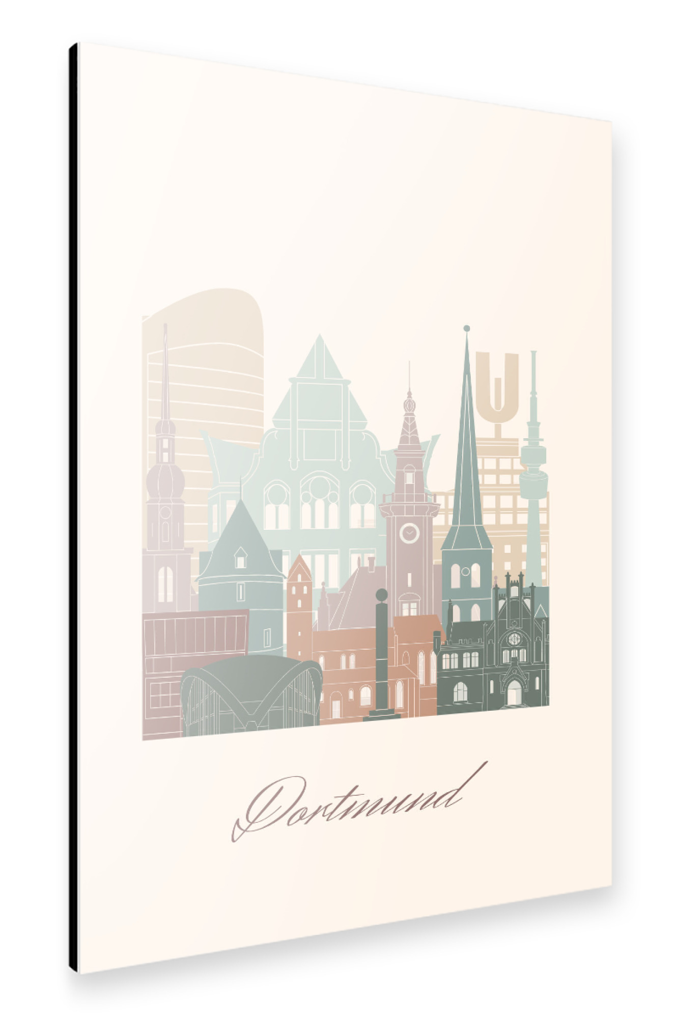 Alu-Dibond "Dortmunder Skyline in Salbeigrün" 75x50 cm artboxONE