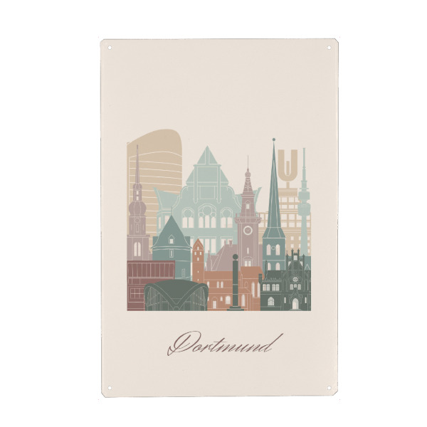 Holzbild "Dortmunder Skyline in Salbeigrün" artboxONE - Städte,Reise,Architektur
