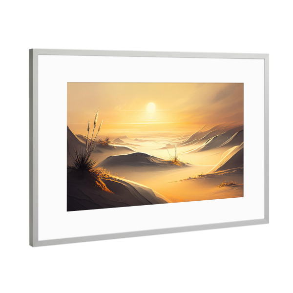 Poster mit Rahmen Silber "Gelbe Dünen bei Sonnenuntergang" artboxONE - Natur,Reise / Afrika