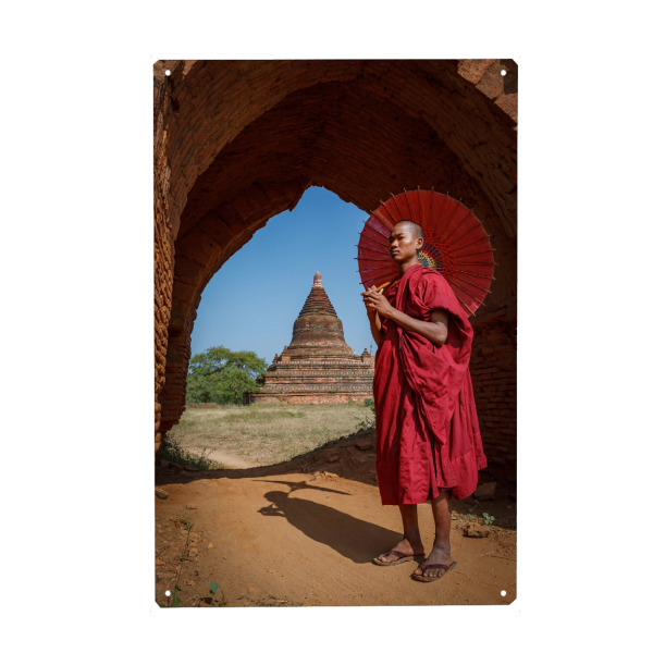 Holzbild "In den Tempeln von Bagan" artboxONE - Architektur,Reise / Asien,Männer