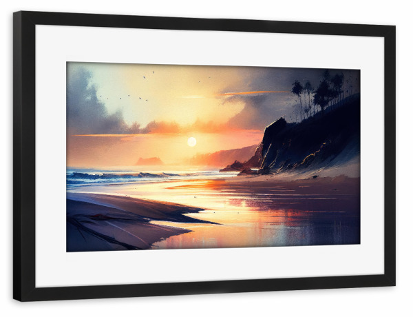 Poster mit Rahmen schwarz "Lebendige Ozeanmalerei" artboxONE - Natur,Reise / Strand und Meer