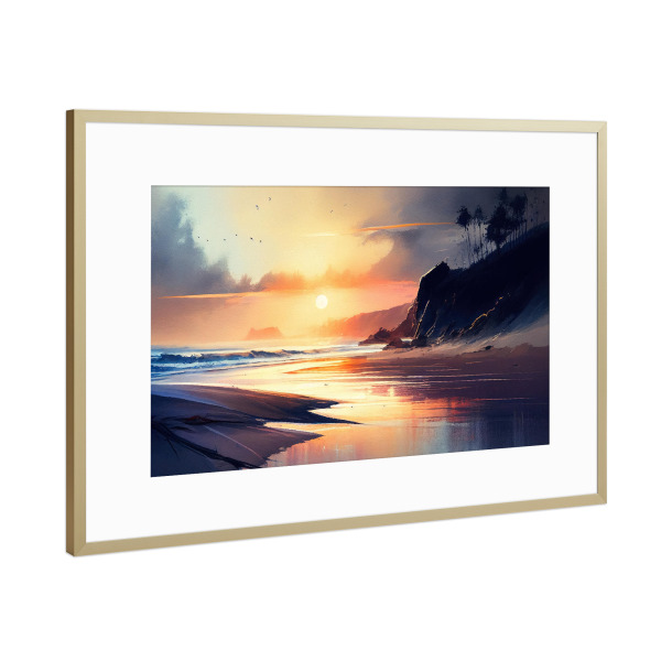 Poster mit Rahmen Gold "Lebendige Ozeanmalerei" artboxONE - Natur,Reise / Strand und Meer