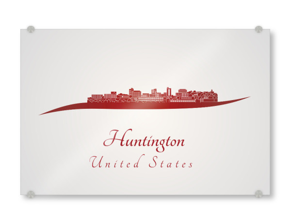 Acrylglasbild "Huntington-Skyline in Rot" artboxONE - Städte