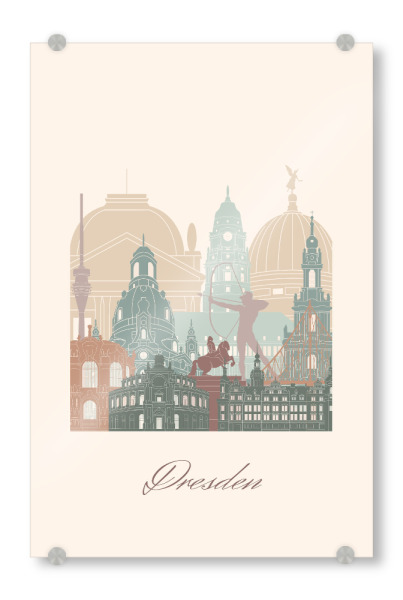 Acrylglasbild "Dresdner Skyline in Salbeigrün" artboxONE - Städte,Reise,Architektur,Städte / Dresden