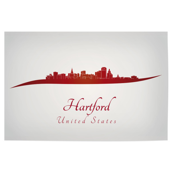Poster 30x20 cm "Hartford-Skyline in Rot" artboxONE - Städte
