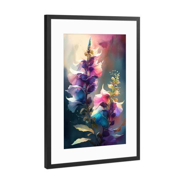 Poster mit Rahmen Schwarz (Metallic) "Lebendige Aquarellblumen" artboxONE - Floral