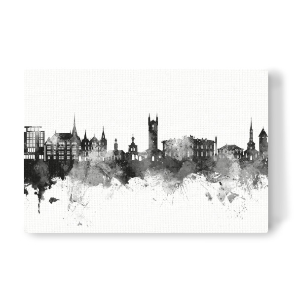 Leinwandbild "Vevey Schweiz Skyline Schwarz" artboxONE - Städte,Schwarzweiß - Vevey,Schweiz,Skyline,Stadtbild,Stadtbild,Aquarell,Malerei