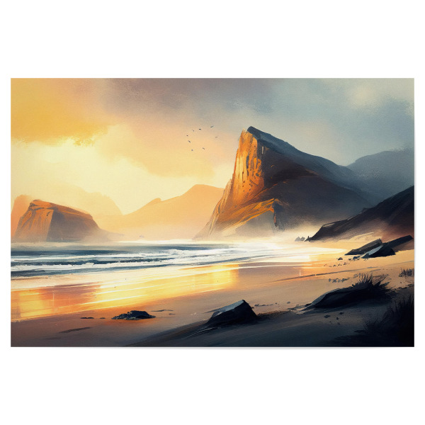 Poster "Yellow glowing beach sunset" artboxONE - Natur,Reise / Strand und Meer