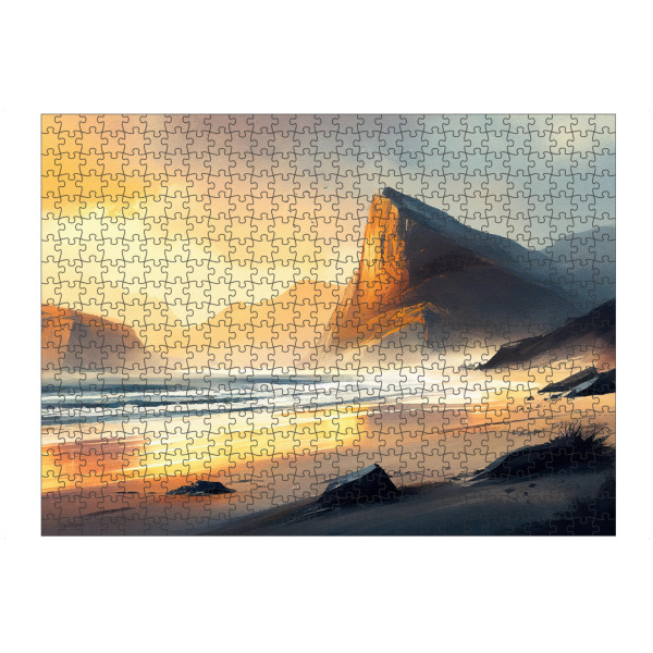 Puzzle Ravensburger "Yellow glowing beach sunset" artboxONE - Natur,Reise / Strand und Meer