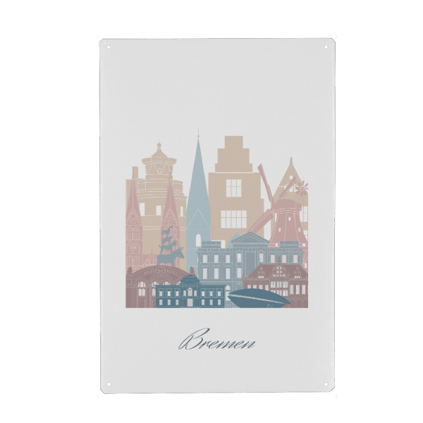 Metall Poster "Bremer Skyline in Erdtönen" artboxONE - Städte,Reise,Architektur