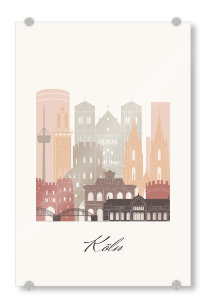 Acrylglasbild "Kölner Skyline im Terrakotta-Stil" artboxONE - Städte,Städte / Köln,Reise,Architektur