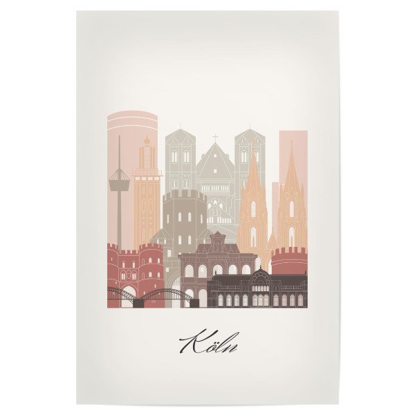 Poster "Kölner Skyline im Terrakotta-Stil" artboxONE - Städte,Städte / Köln,Reise,Architektur