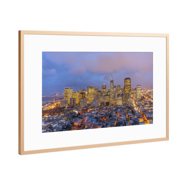 Poster mit Rahmen Kupfer "San Francisco bei Nacht" artboxONE - Reise,Städte / San Francisco