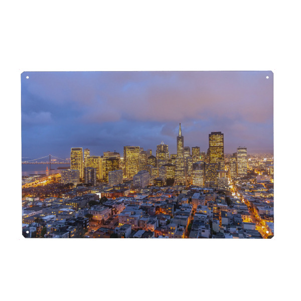 Metall Poster "San Francisco bei Nacht" artboxONE - Reise,Städte / San Francisco