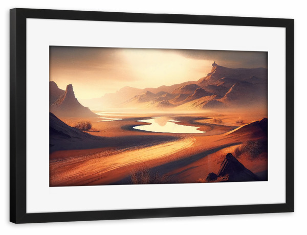 Poster mit Rahmen schwarz "Dramatisches Wüstental" artboxONE - Natur,Reise / Afrika