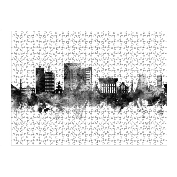 artboxONE Puzzle "Yaoundé Kamerun Skyline Schwarz" artboxONE - Städte,Schwarzweiß - Yaoundé,Kamerun,Skyline,Stadtbild,Stadtbild,Aquarell,Malerei