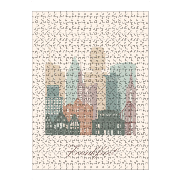 Puzzle Ravensburger "Frankfurter Skyline - Salbeigrün" artboxONE - Städte,Reise,Architektur,Städte / Frankfurt