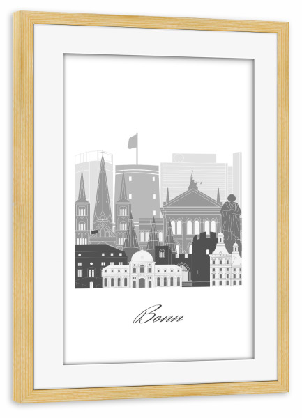 Poster mit Rahmen kiefer "Bonner Skyline SW" artboxONE - Städte,Reise,Architektur