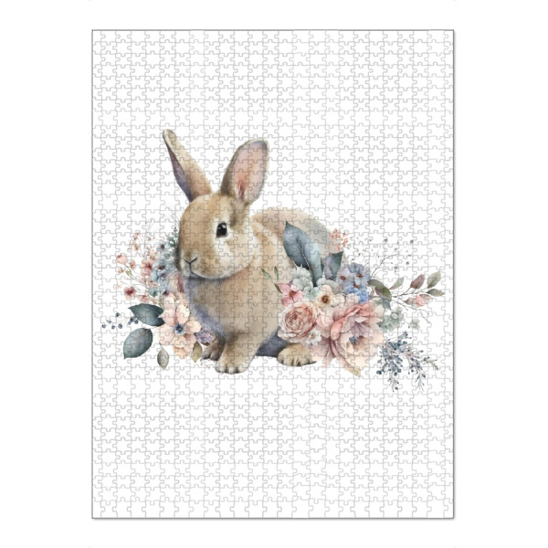 Puzzle Ravensburger "Hase mit Blumen Frohe Ostern" artboxONE - Natur,Floral,Tiere,Lustig
