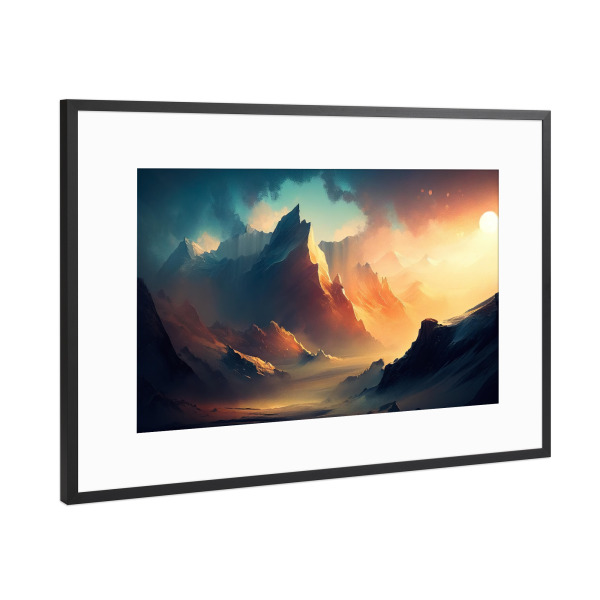 Poster mit Rahmen Schwarz (Metallic) "Alpental der Lichtmalerei" artboxONE - Natur,Reise