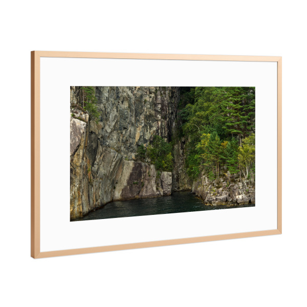 Poster mit Rahmen Kupfer "Felsenbucht am Lysefjord" artboxONE - Natur,Reise,Reise / Länder