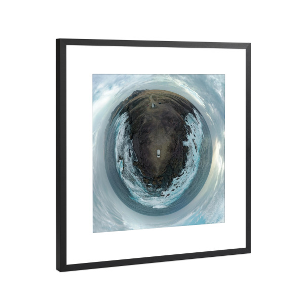 Poster mit Rahmen Schwarz (Metallic) "Faro Punta Pesebre" artboxONE - Städte,Natur,Reise,Architektur,Reise / Strand und Meer