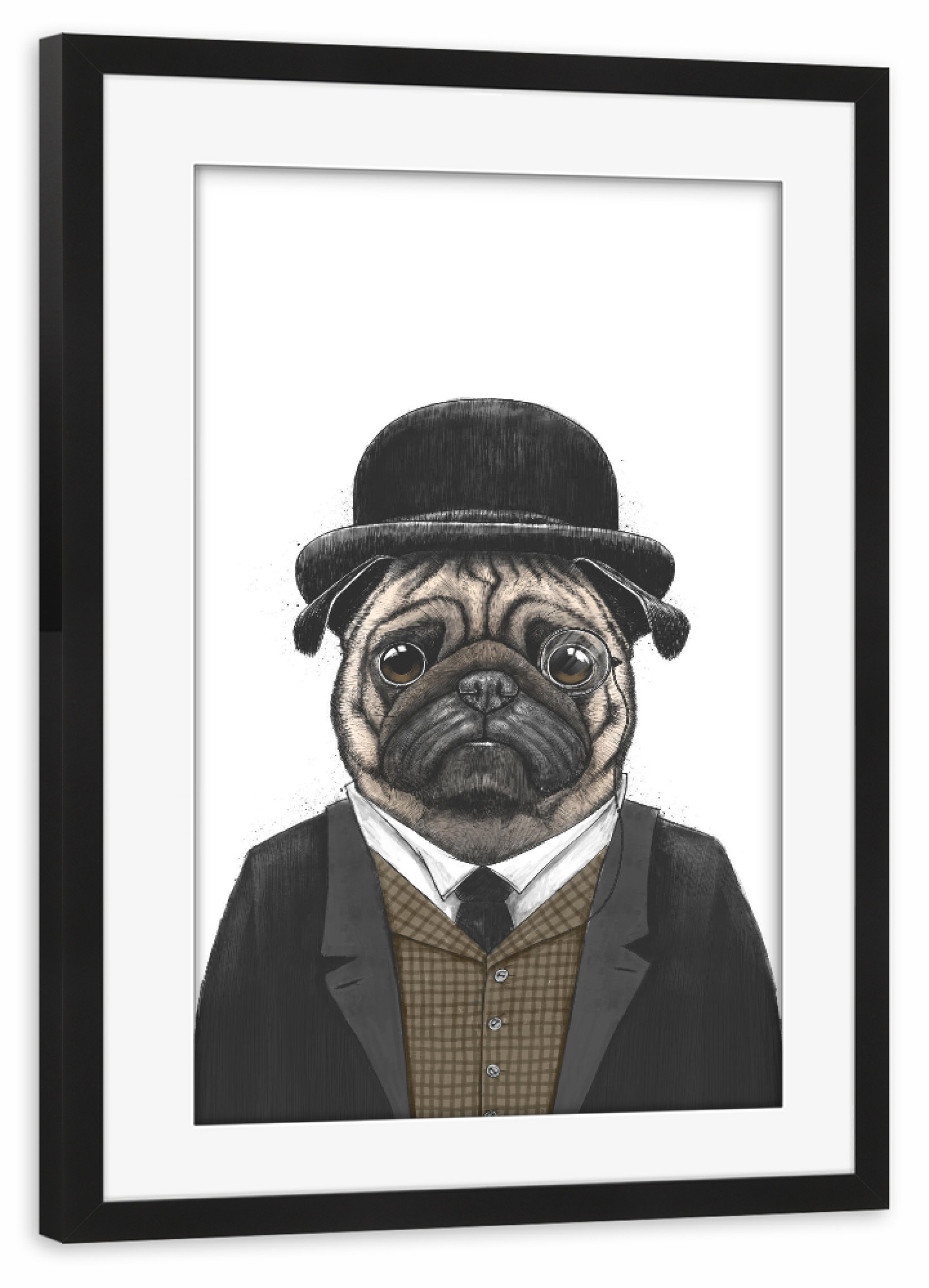 Poster mit Rahmen schwarz "Herr Mops" artboxONE - Tiere,Für Papa