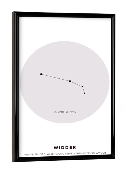 Poster mit schwarzem Rahmen "Das Sternbild Widder" artboxONE - Galaxy