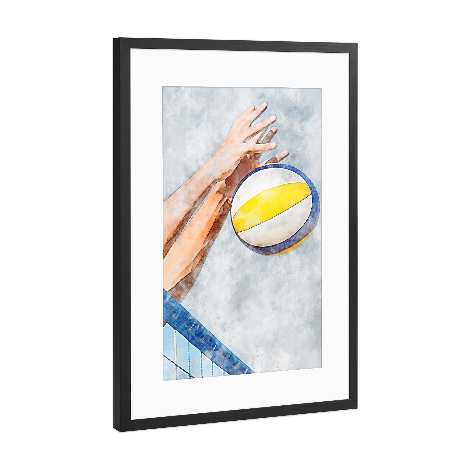 Poster mit Rahmen Schwarz (Metallic) "Volleyball 4 (matart)" artboxONE - Sport - Volleyball,Ball,Volleyballspieler,Spieler,Team,Sport,Volleyball