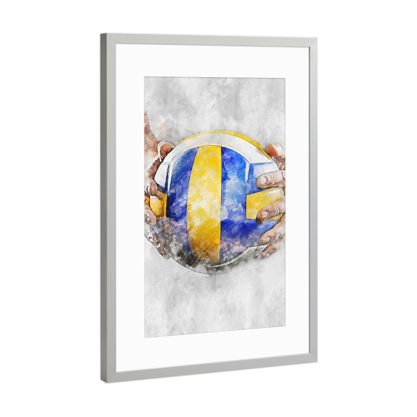Poster mit Rahmen Silber "Volleyball 1 (matart)" artboxONE - Sport - Volleyball,Ball,Volleyballspieler,Spieler,Team,Sport,Volleyball