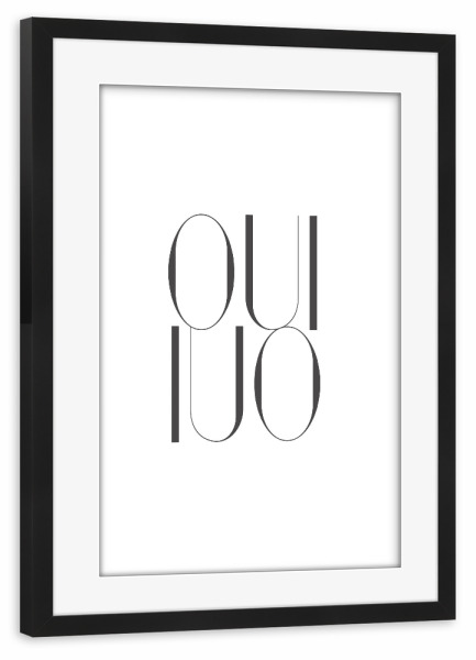 Poster mit Rahmen schwarz "OUIOUI" artboxONE - Typografie,Abstrakt,Geometrie