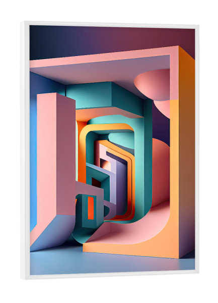 Poster mit weißem Rahmen "Bunte Qubes-Malerei" artboxONE - Abstrakt,Geometrie