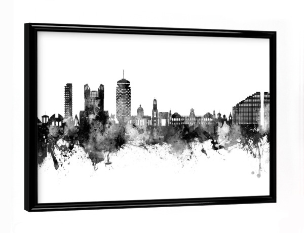 Poster mit schwarzem Rahmen "Chisinau Moldawien Skyline Schwarz" artboxONE - Städte,Schwarzweiß